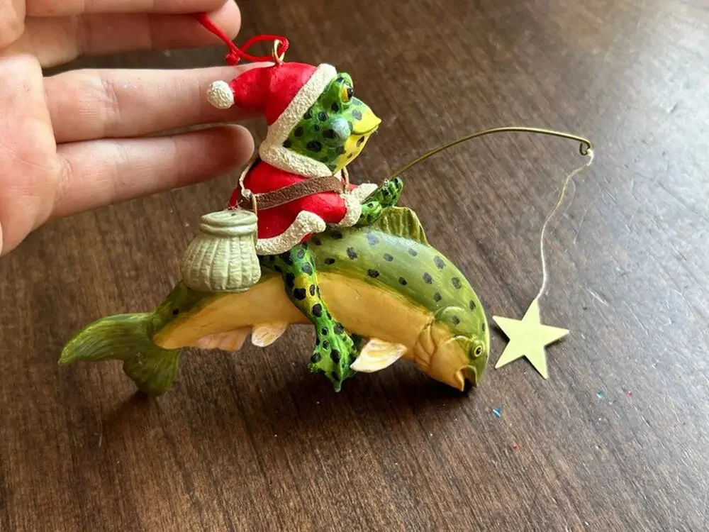 Stouffer brand Fishing Frog on a Fish ornament